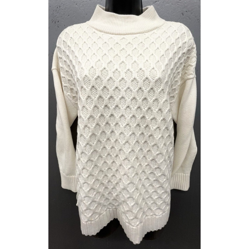 Talbots Honeycomb Knit Sweater 1X Ivory Cream Pullover Coastal Preppy Classic